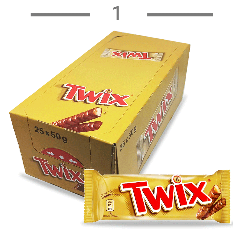 کاکائو تویکس TWIXبا مغز کرم کارامل بسته 25 عددی 1250 گرم