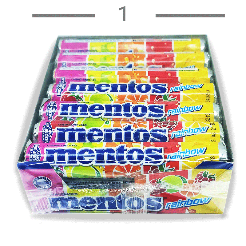  تافی میوه ای منتوس mentos بسته 14 عددی 406 گرم هلندی 