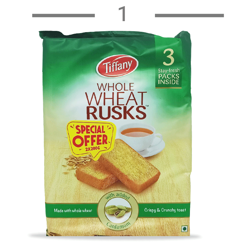  نان تست سوخاری تیفانی wheat rusks هل و گندم 280 گرم 