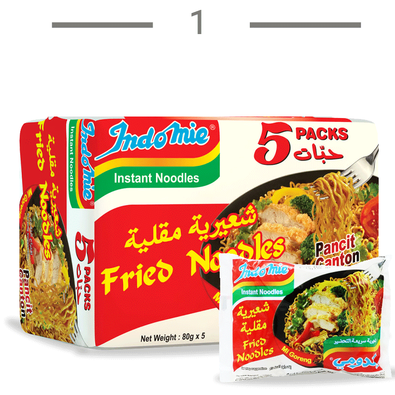  نودل اندومی indomie طعم رشته سرخ شده بسته 5 عددی 375 گرم 