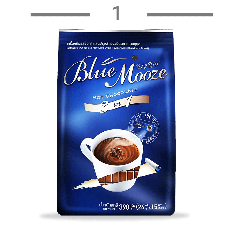 هات چاکلت blue mooze بلو موز 15 عددی وزن 390 گرم