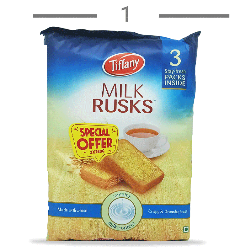  نان تست سوخاری تیفانی milk rusks شیر و گندم 280 گرم 